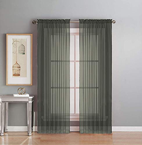 Book Cover Interior Trends 2 Piece Fully Stitched Sheer Voile Window Panel Curtain Drape Set (84