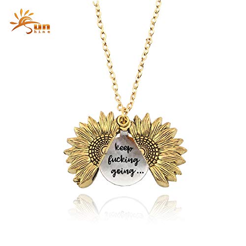Sunshine Keep Fucking Going- Sunflower Necklace Box, Golden, Size No Size