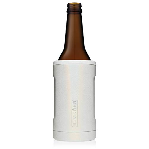 BrüMate Hopsulator BOTT'L Double-walled Stainless Steel Insulated Bottle Cooler for 12 Oz Bottles (Glitter White)