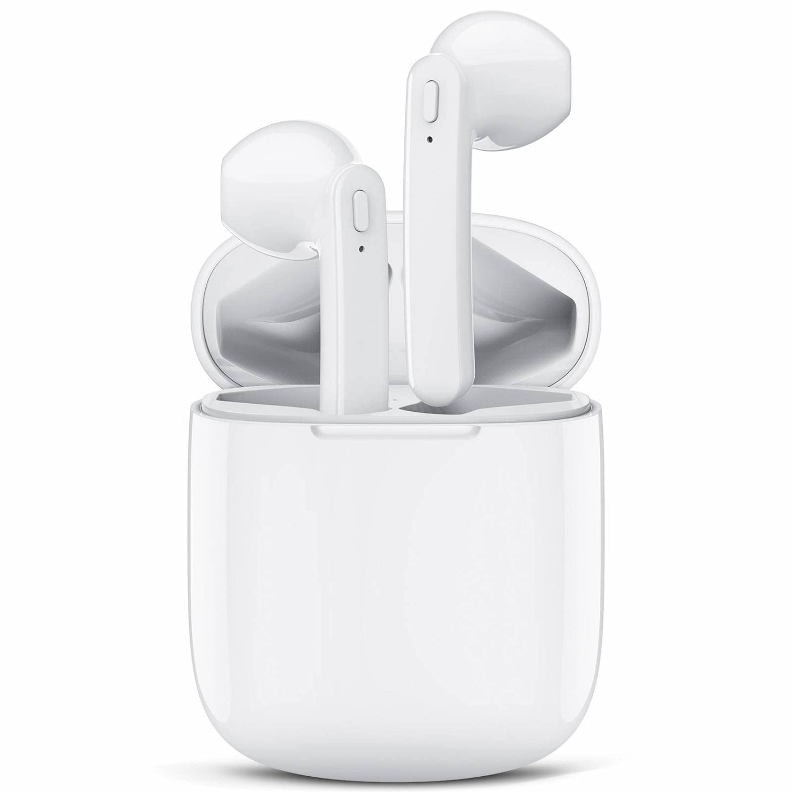 FALWEDI Bluetooth 5.0 True Wireless Earbuds with Charging Case for iPhone Android, 30H Cyclic Playtime Waterproof Stereo Headphones with mic, in-Ear Earphones Headset for Sport-White