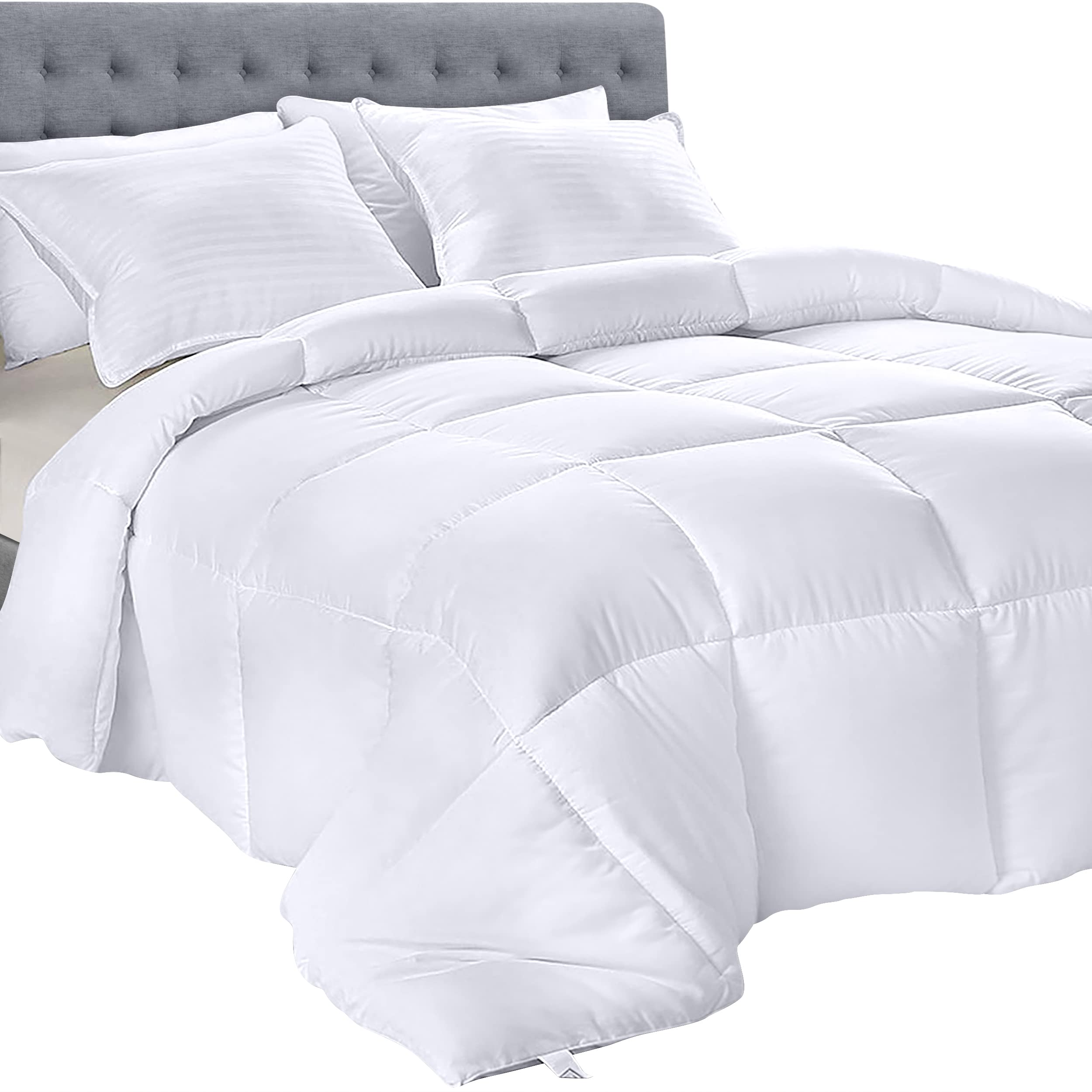Book Cover Utopia Bedding Comforter - All Season California Comforter - White Cal King Comforter - Plush Siliconized Fiberfill - Box Stitched White California King