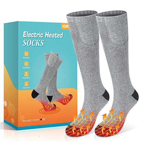 Jomst Electric Heated Socks Rechargeable 3.7V 2200mAh Battery Powered, 3 Heating Settings Thermal Sock for Men & Women, Winter Outdoor Sport, Driving Camping Riding Warm Winter Socks (Gray)