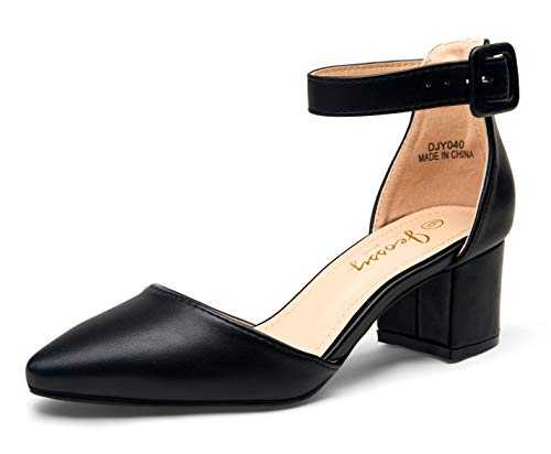 JEOSSY Women's Low Chunky Heels Pump Dress Shoes Sexy Low Block Heel Pumps for Women