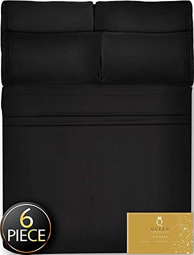 Book Cover 6 Piece King Size Sheets Deep Pockets - Deep Pocket King Sheets Deep Pocket King Bed Sheets King Sheet Set Bedding Sets King Size Bed Sheets King Size Bedding Set King Fitted Sheet King Sheets Black