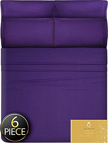 Book Cover 6 Piece King Size Sheets Deep Pockets - Deep Pocket King Sheets Deep Pocket King Bed Sheets King Sheet Set Bedding Sets King Size Bed Sheets King Size Bedding Set King Fitted Sheet King Sheets Purple