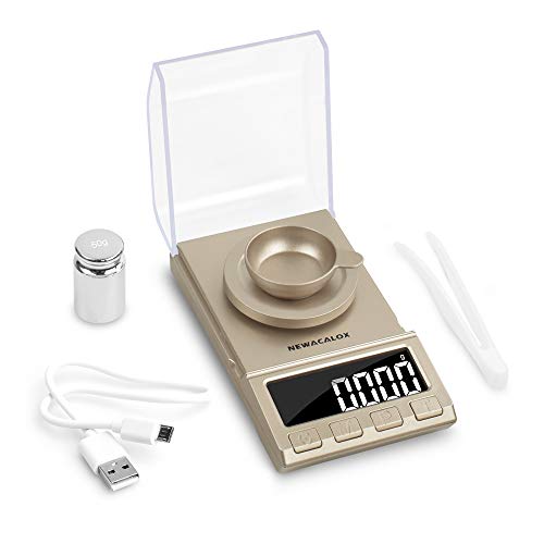 Book Cover Digital Milligram Scale 50 x 0.001g, Portable Lab Jewelry Reload Powder Gold Scales with Calibration Tare Weights 8068G-50G