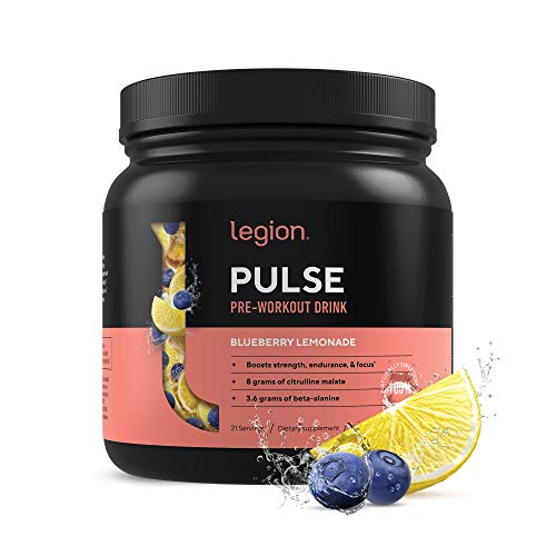 Book Cover Legion Pulse Pre Workout Supplement - Natural Nitric Oxide Preworkout Drink to Boost Energy, Creatine Free, Naturally Sweetened, Beta Alanine, Citrulline, Alpha GPC (Blueberry Lemonade) 21 Servings