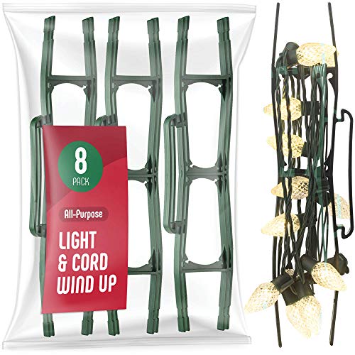 Book Cover SEWANTA Christmas Lights Storage Holder [Set of 8] All-Purpose Light Cord Wind up - Holiday Light Storage - Christmas Light Organizer for Extensions Cords, Garland, Beads - Made in USA