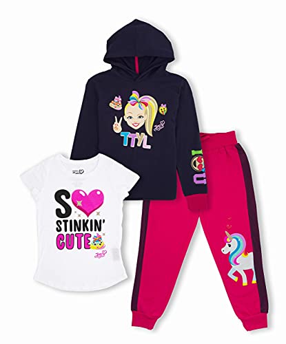 JoJo Siwa Unicorn Graphic Hoodie, Top and Legging, 3-Piece Athleisure Outfit Set - Girls 4-16