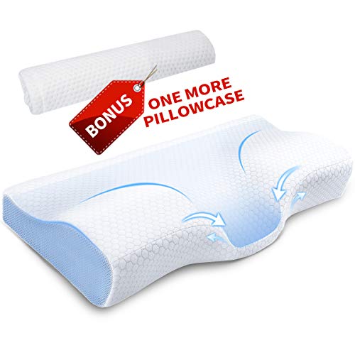 Book Cover Winjoy Contour Memory Foam Pillow for Sleeping, Orthopedic Sleeping Pillow, Ergonomic Cervical Pillow for Neck Pain, Neck Support for Back, Side Sleepers with Washable Hypoallergenic Pillowcase â€¦