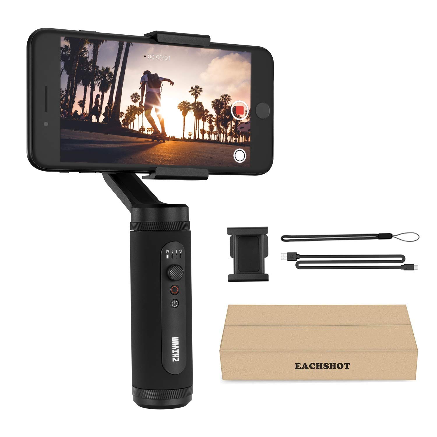 Gimbal Stabilizer for iPhone 11 Pro X XR XS Max Smartphone Vlog Youtuber Live Video Record Sport Inception Mode Face Object Tracking Motion Time-Lapse 3-Axis gyro Zhiyun Smooth Q2 (Truely Pocket Size)