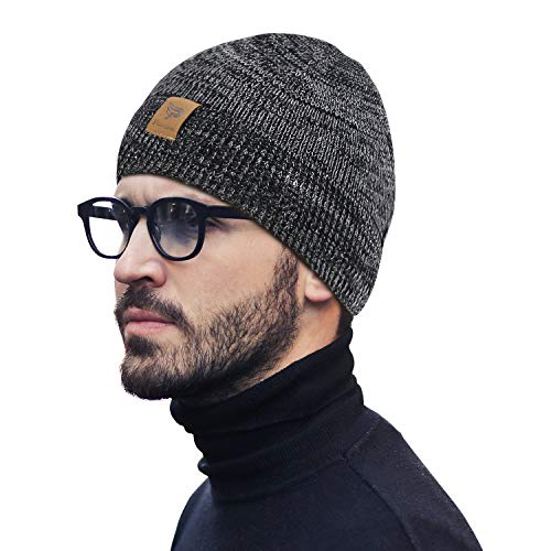 Paragon Beanie Hat for Men Winter Warm Knit Hats Slouchy Thick Beanie Skull Cap Thick (Black&White Mix)