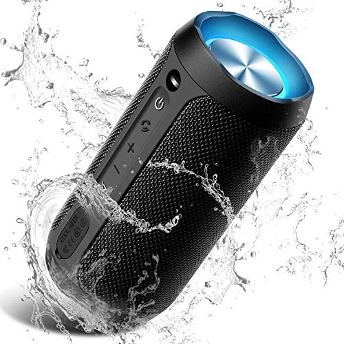 Book Cover Wireless Speaker Bluetooth, COOCHEER 24W Bluetooth Portable Speaker with Party Light, IP67 Waterproof Portable Wireless Speakers for Outdoor, TWS, 20+Hour Playtime, Built-in mic,Dustproof