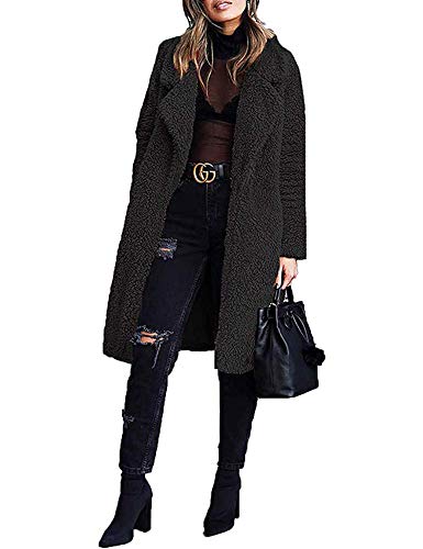 Women Long Cardigan Open Front Faux Fur Coats Fuzzy Fleece Warm Winter Jackets