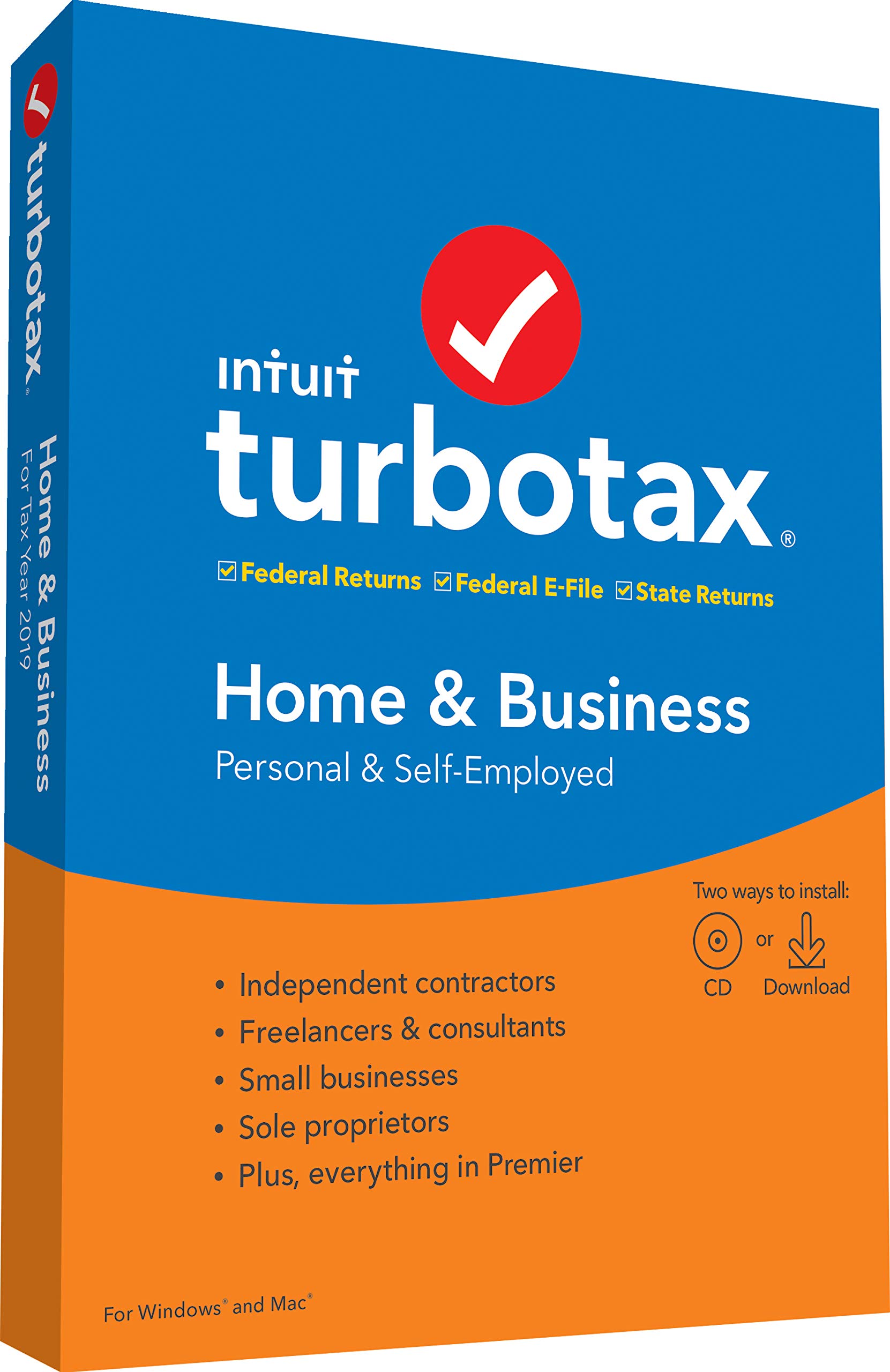 [Old Version] TurboTax Home & Business + State 2019 Tax Software [PC/Mac Disc]