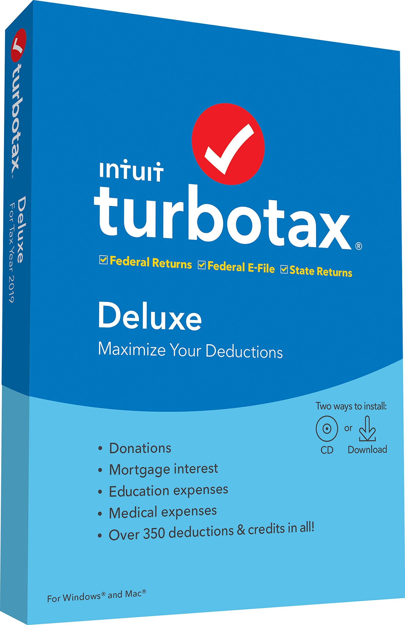 Book Cover [Old Version] TurboTax Deluxe + State 2019 Tax Software [PC/Mac Disc]