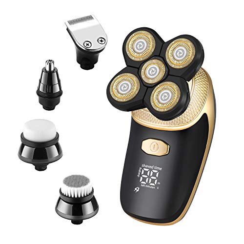 Book Cover Electric Razor For Men 5 in 1 Bald Men Shaver Beard Trimmer Grooming Kit Rotary Shaver Waterproof Electric Shaver LED Display USB Rechargeable