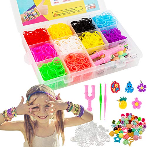 Book Cover VENSEEN Colored Rubber Bands Bracelet Making Kit - Super 5 in 1 Loom Bands Starter Kit for Girls and Boys, Includes: 1500+ Rubber Bands, 50 Beads, 24 S-Clips, 5 Charms, 2 Crochet Hooks, 1 Y Loom