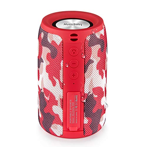 Book Cover Bluetooth Speaker,MusiBaby Bluetooth Speakers,Outdoor, Portable,Waterproof,Wireless Speakers,Dual Pairing, Bluetooth 5.0,Loud Stereo,Booming Bass,1500 Mins Playtime for Home,Party (Red, M68)