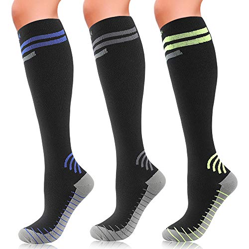 Book Cover Compression Socks for Women & Men 3 Pairs 15-20mmHg, Stylish Graduated Nurse Medical Flight Hiking Travel Athletic Sports Running Recovery Pregnancy Socks