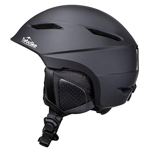 Book Cover TurboSke Ski Helmet, Snowboard Helmet Snow Sports Helmet, Audio Compatible Helmet for Men, Women and Youth (L, Black)