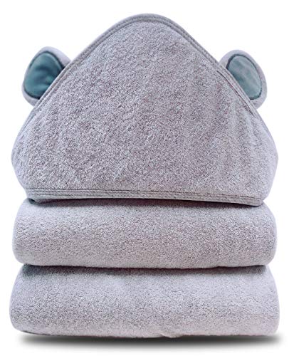 SWEET DOLPHIN Premium Bamboo Baby Bath Towel - Ultra Absorbent - Soft Hooded Towels for Babies,Infant - Baby Registry Gifts-Grey, 30x30 Inch(Pack of 1)