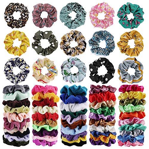 Book Cover 65Pcs Hair Scrunchies Velvet,Chiffon and Satin Elastic Hair Bands Scrunchie Bobbles Soft Hair Ties Ropes Ponytail Holder Hair Accessories,Great Gift for halloween Thanksgiving day and Christmas