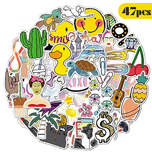 BOENFU Cute Vsco Stickers for Water Bottles, 47 Pack Laptop Stickers Trendy Aesthetic Stickers for Guitar Computer Phone, Water Bottles Stickers for Teens Girls