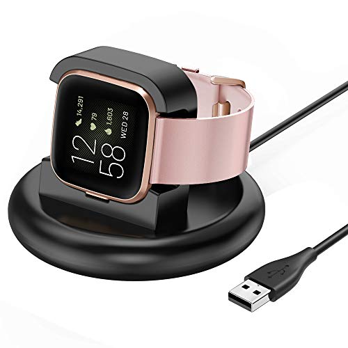 Book Cover EZCO Charger Dock Compatible with Fitbit Versa 2 (Not for Versa), USB Replacement Charging Dock Cable Stand Station Base Accessories with 4.2ft Cable for Versa 2 Smart Watch