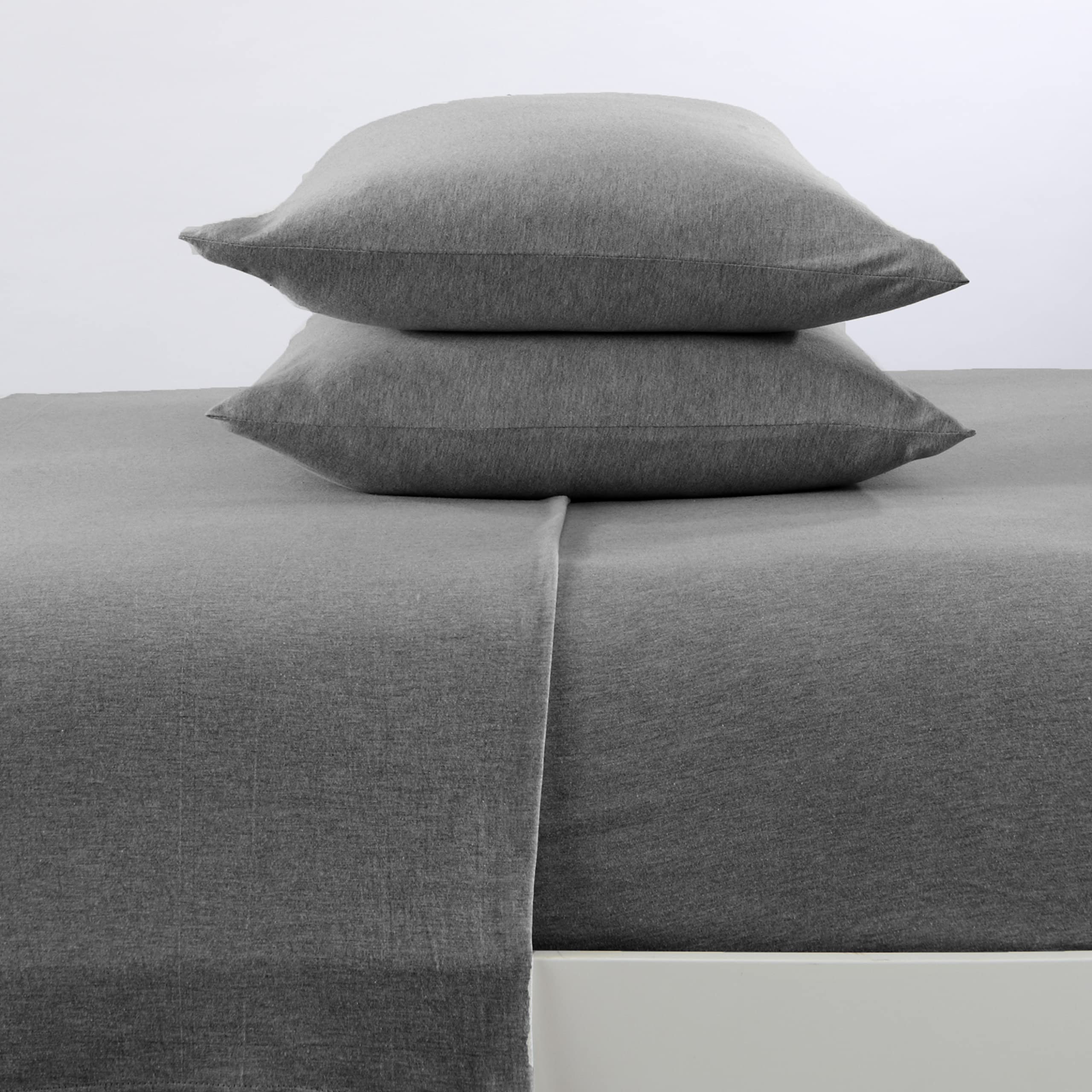 Great Bay Home Jersey Knit Pillowcase. All Season, Soft, Cozy Cases. T-Shirt Jersey Cotton King Pillow Case Set. Heather Cotton Jersey King Case Set. (King Pillowcases, Navy Stripe)