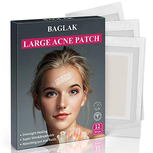 Book Cover Acne Pimple Patches, Large Hydrocolloid Acne Patch Spot Dots, XL Pimple Stickers,(6 packs-12 Strips) Tea Tree oil, Zit Patch