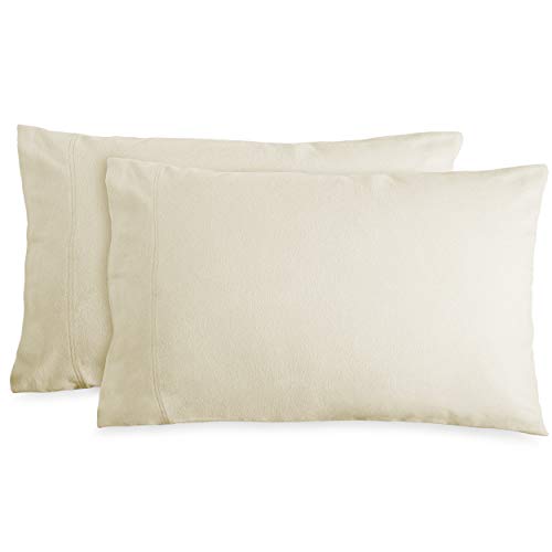 Bare Home King Flannel Pillowcase Set - 100% Cotton - Velvety Soft Heavyweight - Double Brushed Flannel (King Pillowcase Set of 2, Dark Blue)