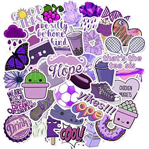 Book Cover Mai Zi Vsco Stickers for Water Bottles 50 pcs Laptop Stickers Waterproof Stickers Pack Cute Aesthetics Stickers for Teens Girls (50 Pieces Purple)