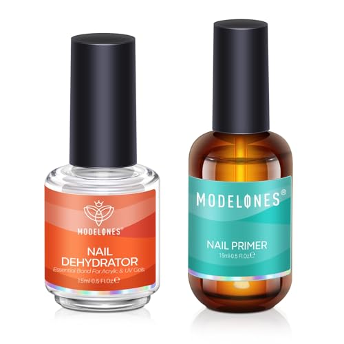 Modelones Professional Natural Nail Prep Dehydrate & Bond Primer, Nails Nail Protein Bond, Superior Bonding Primer for Acrylic Powder and Gel Nail Polish 0.5 oz