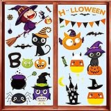 MISS FANTASY Halloween Window Clings - Halloween Window Decorations Stickers Decals Decor Cute Pumpkin Ghost Decor for Room Bathroom Kitchen