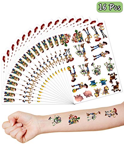 Toy Story Party Supplies Favors, 16 Sheets Temporary Tattoos Skin Stickers, Toy Story 4th Birthday Decorations for Boys Kids School Supplies