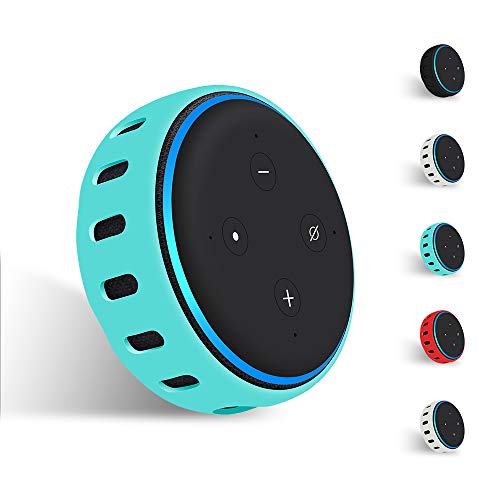 Silicone Case for Echo Dot 3rd Generation, Smart Speaker Cover Protective Holder Skin Sleeve Stand Light Weight Soft Shockproof Cases Accessories Protector-Turquoise