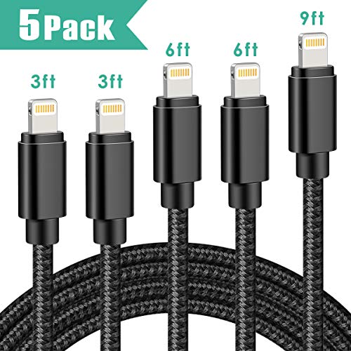 Book Cover Gordess Mfi Certified Lightning Cable 5Pack 3ft 6ft 10ft Nylon Braided USB Fast Charging& Syncing Cord Compatible iPhone Charger XS/Max/XR/8/Plus/ 7/Plus/6S/Plus