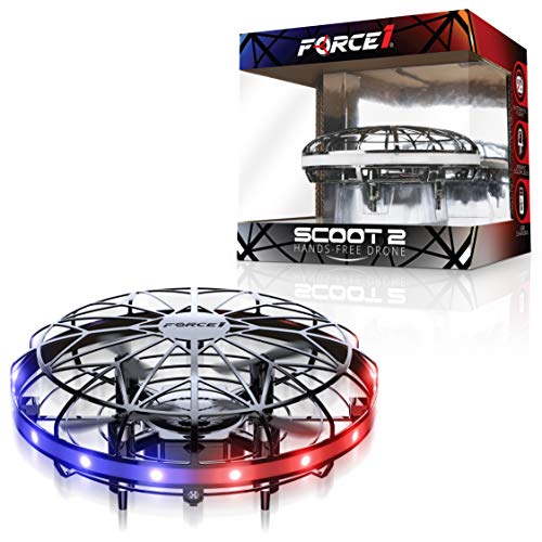 Force1 Scoot LED Hand Operated Drone for Kids or Adults - Hands Free Motion Sensor Mini Drone, Easy Indoor Small UFO Toy Flying Ball Drone Toys for Boys and Girls (Gray)