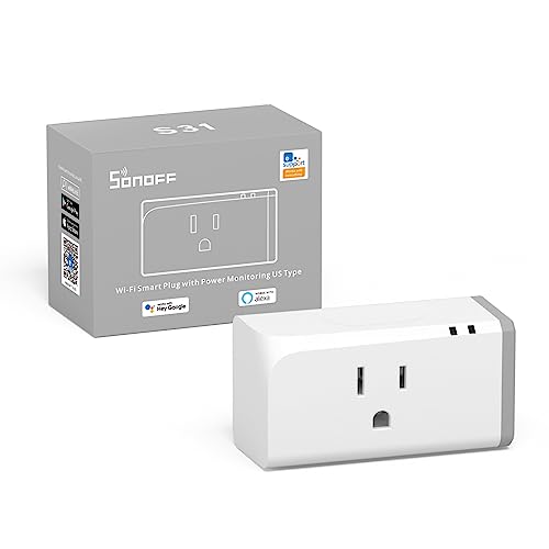 SONOFF S31 WiFi Smart Plug with Energy Monitoring, 15A Smart Outlet Socket ETL Certified, Work with Alexa & Google Home Assistant, IFTTT Supporting, 2.4 Ghz WiFi Only (1-Pack)