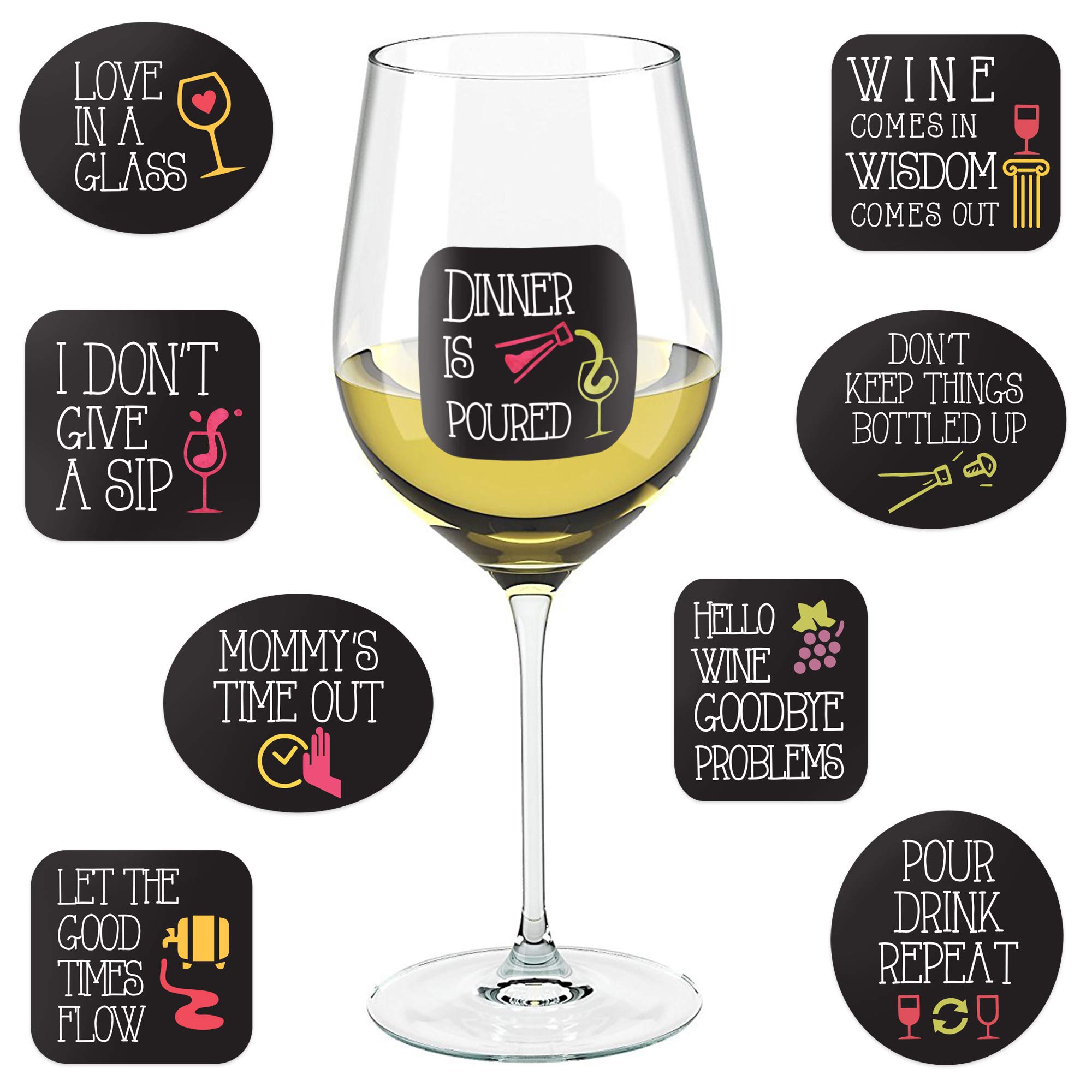 Wine Party Decorations - 18 Static Clings Reusable Stickers - For Wine Tasting Party, Wine Gift and Favors