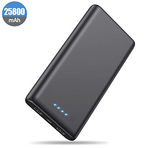 Book Cover Portable Charger Power Bank 25800mah Classic Portable Phone Charger High-Capacity Battery Pack Dual Output with 4 LED Indicators Charging External Battery Charger for Smartphone,Android,Tablet etc