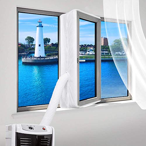 Vodche 400cm Universal Window Seal for Portable Air Conditioner & Tumble Dryer, Window Seal Works for Mobile Air-Conditioning Unit, Easy to Install-Air Exchange Guards with Zip and Adhesive Fastener