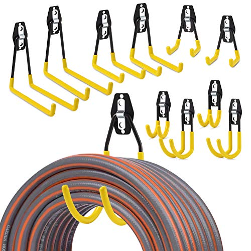 LANNIU Garage Hooks-Garage Storage Utility Hooks and Hangers,Heavy Duty Wall Mount Tool Holder for Organizing Power Tools,Ladders,Bikes,Ropes,Garden Hoses,Bulk Items