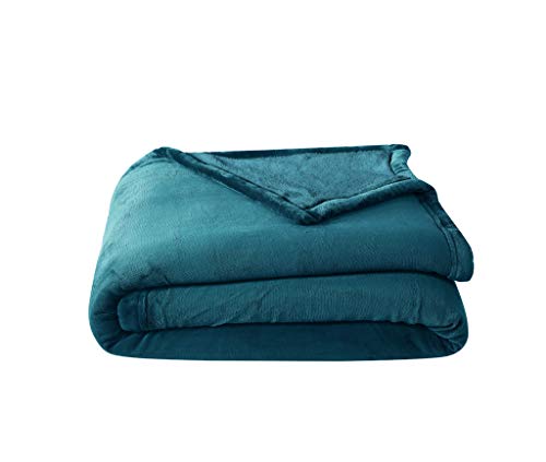 Book Cover Soft Micromink Sherpa Blanket King Size, Reversible Super Soft Fuzzy Plush Velvet Fleece Blanket, Solid Teal