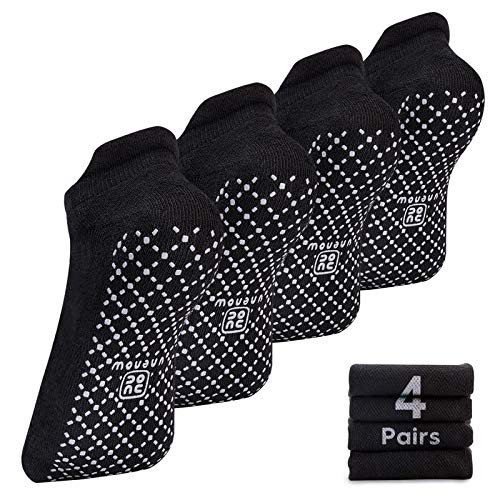 Book Cover unenow Unisex Non Slip Grip Socks with Cushion for Yoga, Pilates, Barre, Home & Hospital