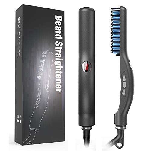 Beard Straightener for Men, KXLY Anti-Scald Beard Straightening Comb Hair Straightening Brush - Portable Beard/ Hair Straightener Ceramic Electric Hot Comb with LED Display for Quick Styling