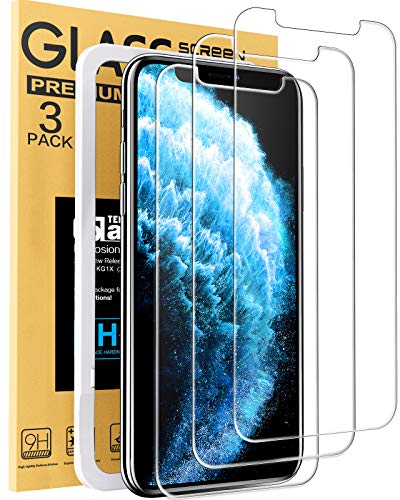 Book Cover Mkeke Compatible with iPhone 11 Pro Max Screen Protector, iPhone Xs Max Screen Protector Tempered Glass -3 Pack 6.5