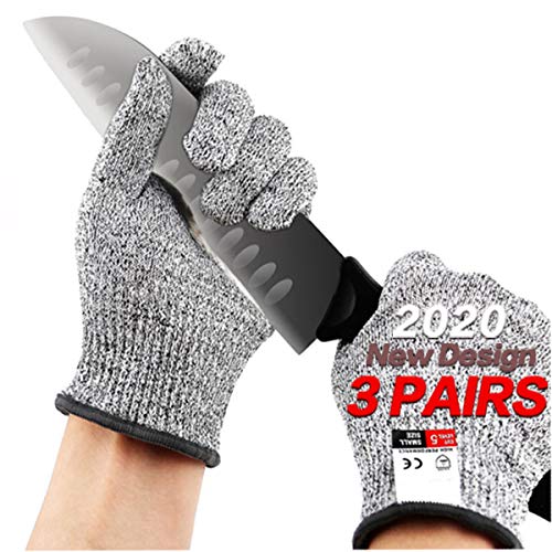 Book Cover 3 pairs Cut Resistant Gloves - Upgrade Cut Resistant,Cut Resistant Work Gloves, For Meat Cuttin Processing, Gardening,Wood Carving,Pruning nd More,Food Grade Level 5 Protectio (Medium-3 pair)