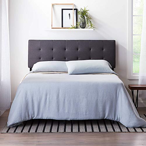 Book Cover LUCID Square Tufted Mid Rise Adjustable Height Headboard, King/Cal King, Charcoal